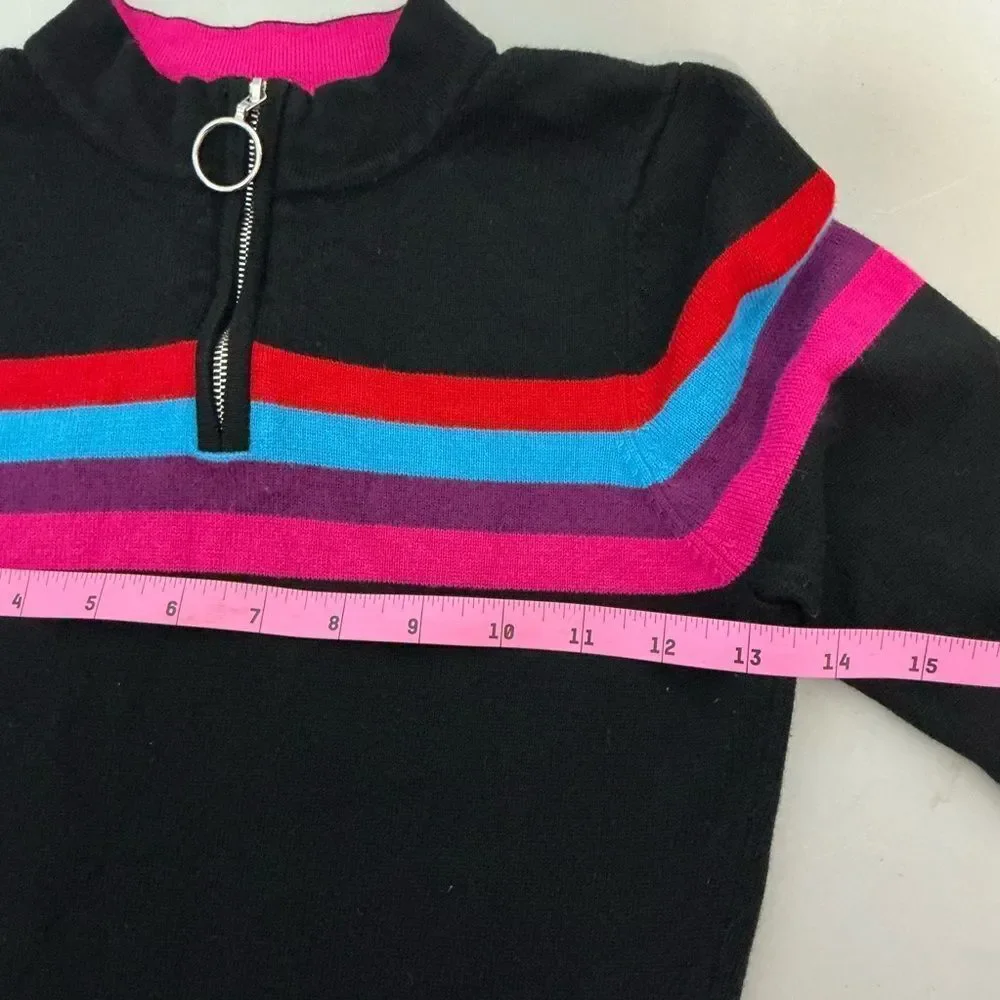 Sequin Heart girls Black Dress with Pink and Blue Stripes size L